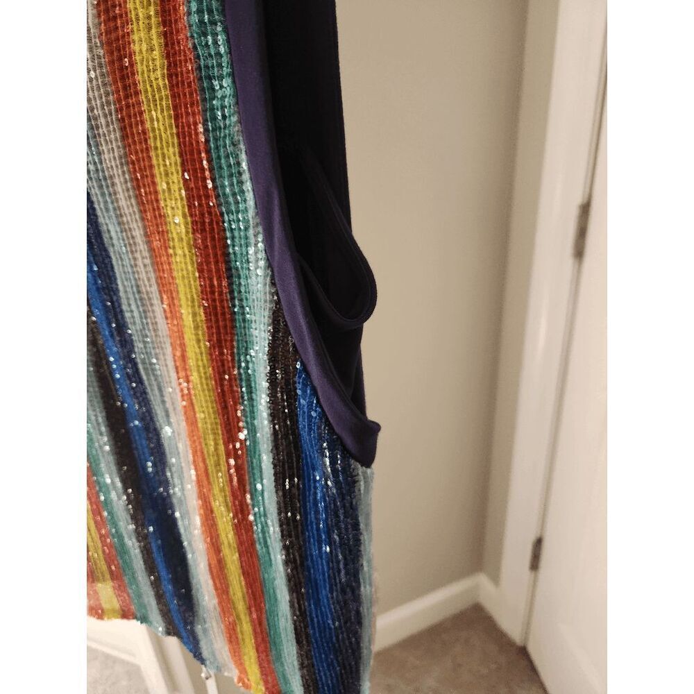 Eva Franco Coconinno Rainbow Sequin Stripe Keyhole Sleeveless Top - Medium - Picture 5 of 9